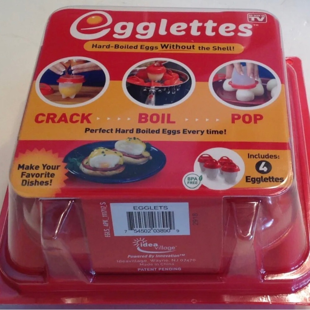 Egglettes Egg Cooker Make Perfect Hard-Boiled Without The Shell 4 Pack
